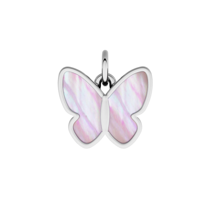 Made Mine Fine Charm - Pink Mother of Pearl Butterfly (Silver)
