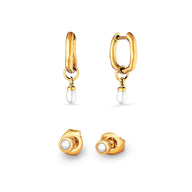 Fine Organic Pearl Earrings Set (Gold)