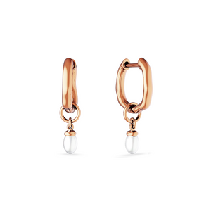 Fine Organic Pearl Huggie Earring (Rose Gold)