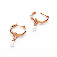 Fine Organic Pearl Huggie Earring (Rose Gold)