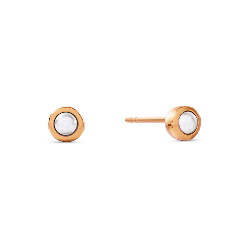 Fine Organic Pearl Stud Earring (Rose Gold)