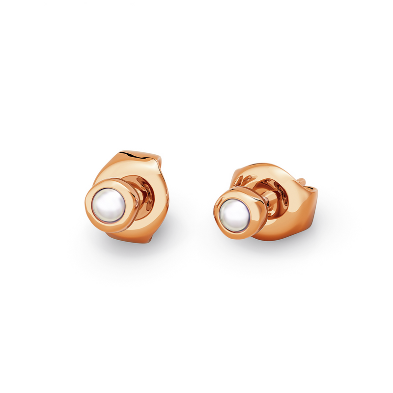 Fine Organic Pearl Stud Earring (Rose Gold)