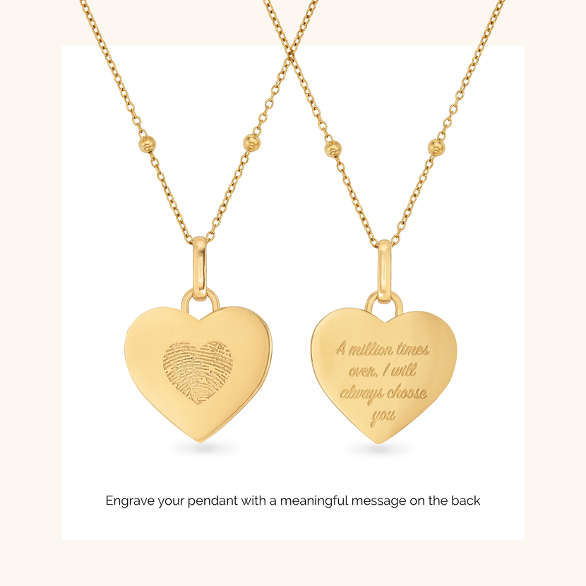 Uniquely Yours Fingerprint Heart Necklace (Gold)