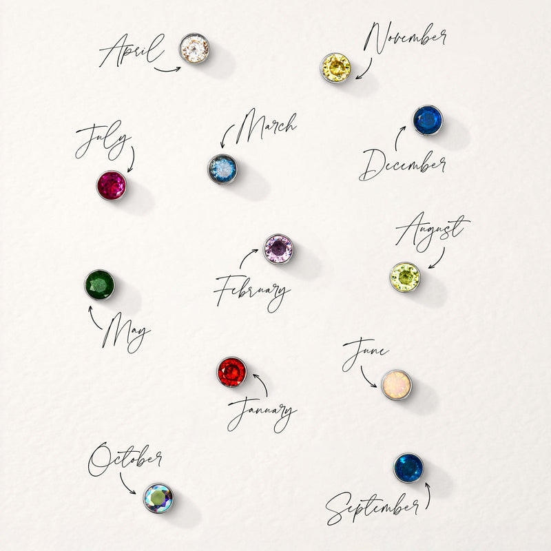 Floating Birthstone Heart Bracelet (Silver)