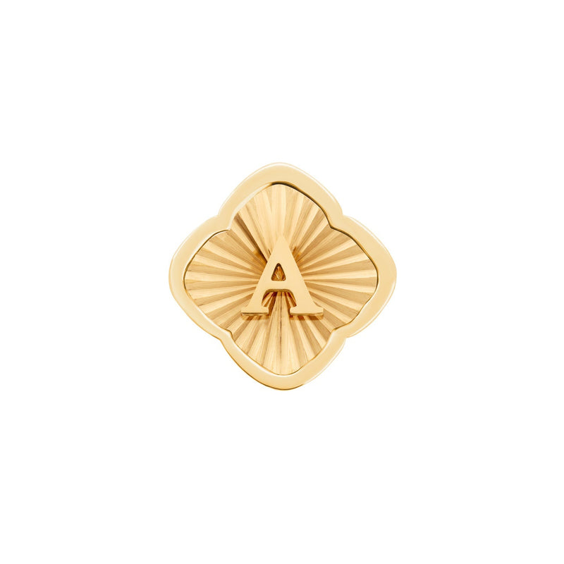 Rosette Textured Clover Charms (Gold) - Initials