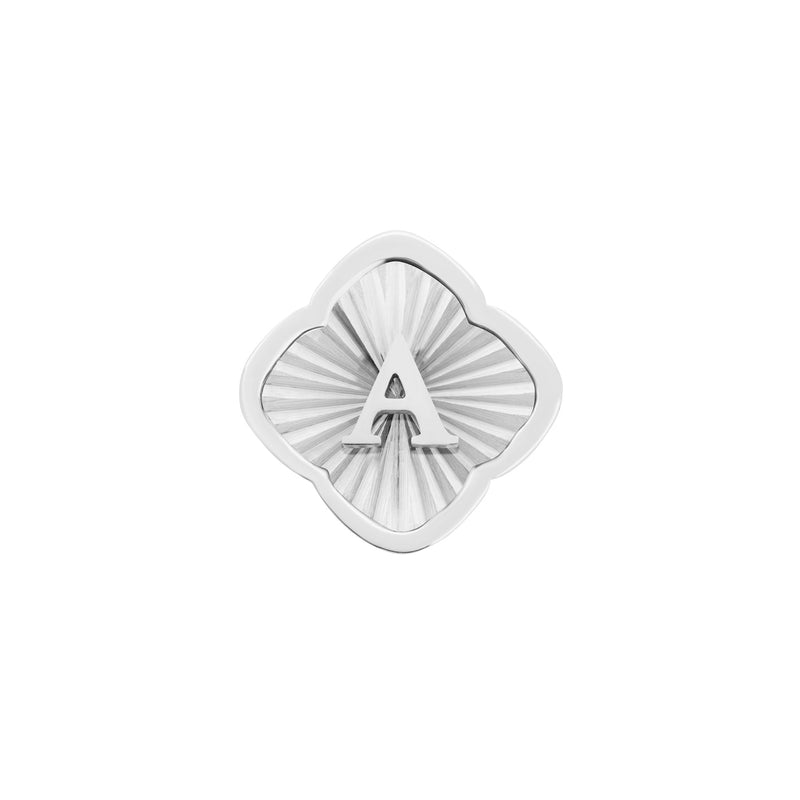 Rosette Textured Clover Charms (Silver) - Initials
