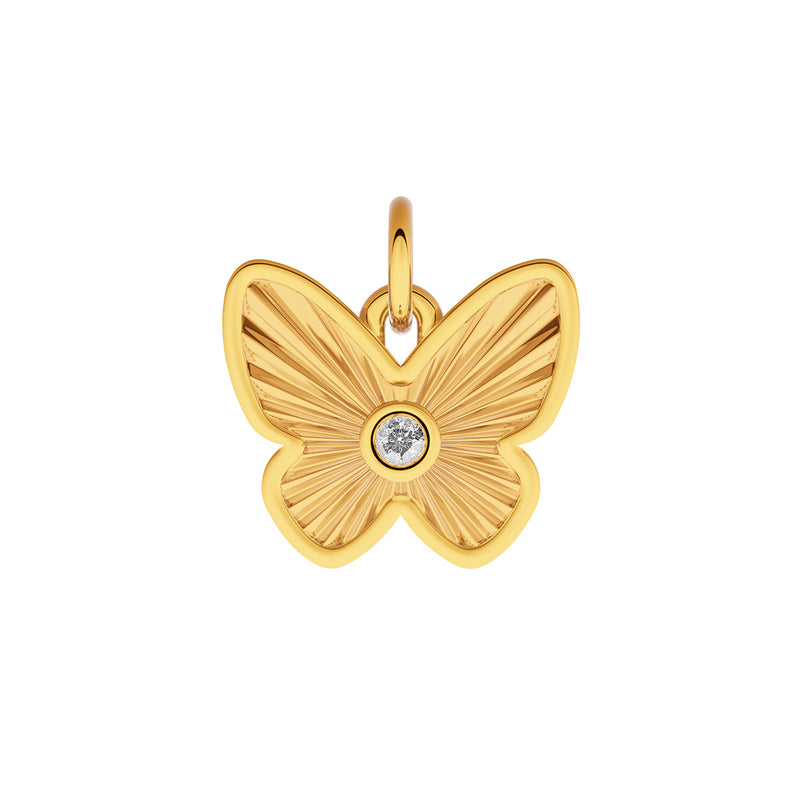 Made Mine Fine Charm - Fluted Butterfly (Gold)