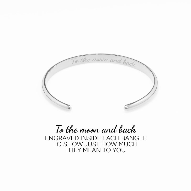 Moon and Back Bangle (Silver)