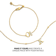 Double Initial Crystal Necklace (Gold)