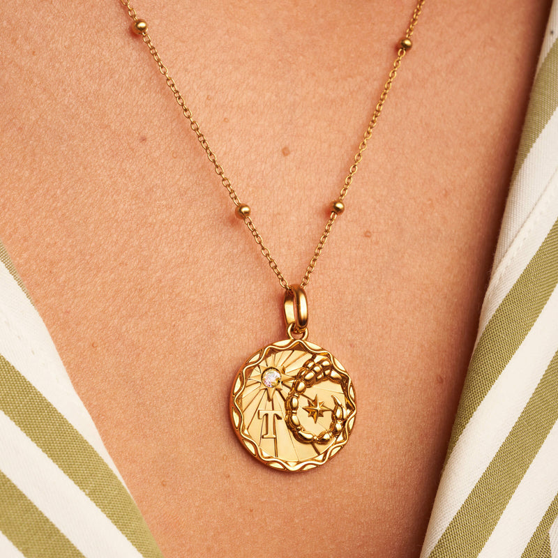 Custom Zodiac Coin Necklace (Gold)