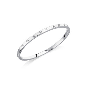 JT - Crystal Heart Bangle (Silver)
