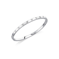 Crystal Heart Bangle (Silver)