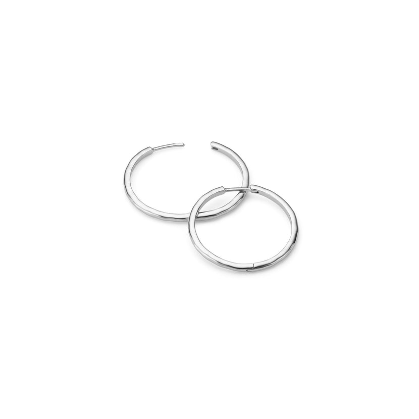 Large Hammered Hoop Earring (Silver)