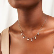 Mini Hanging Letter Name Necklace (Silver)