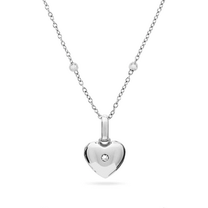 Heart Photo Locket Sphere Necklace (Silver)