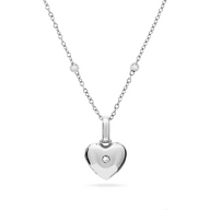 Heart Photo Locket Sphere Necklace (Silver)