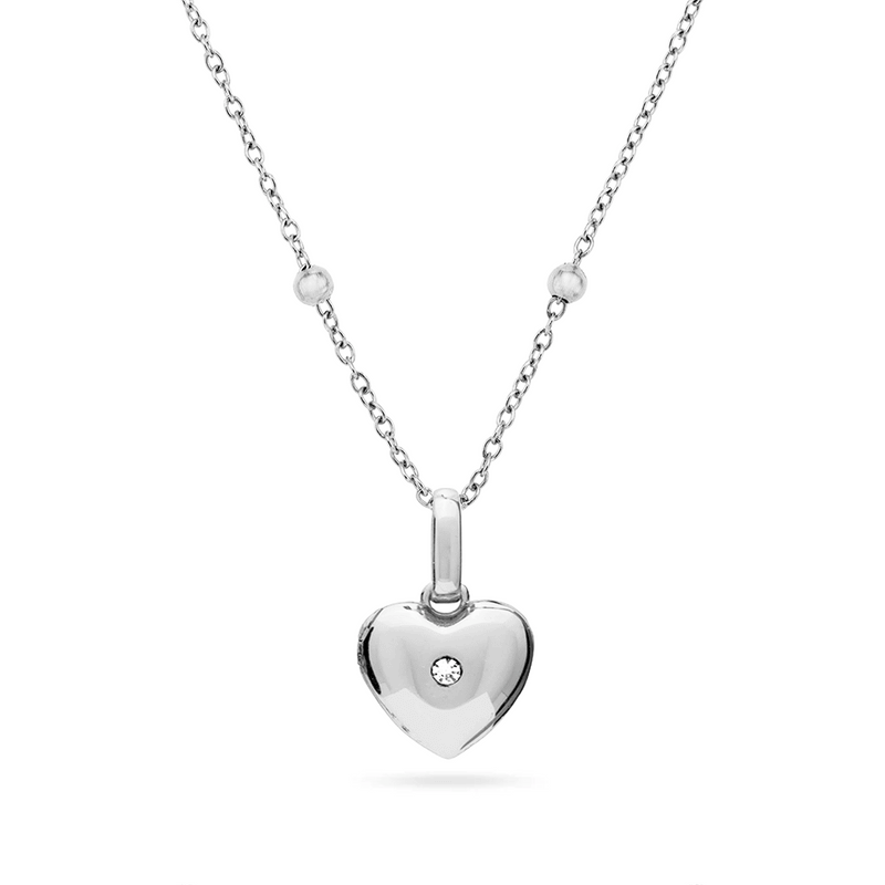 Heart Photo Locket Sphere Necklace (Silver)
