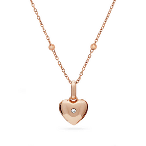 Heart Photo Locket Sphere Necklace (Rose Gold)