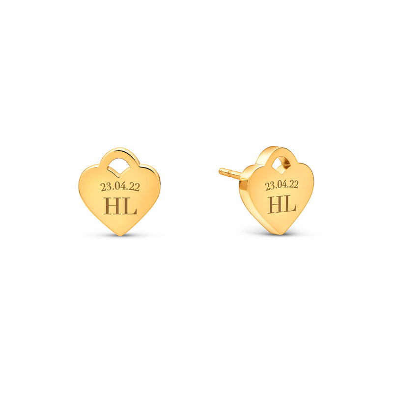 Heart Token Stud Earring (Gold)