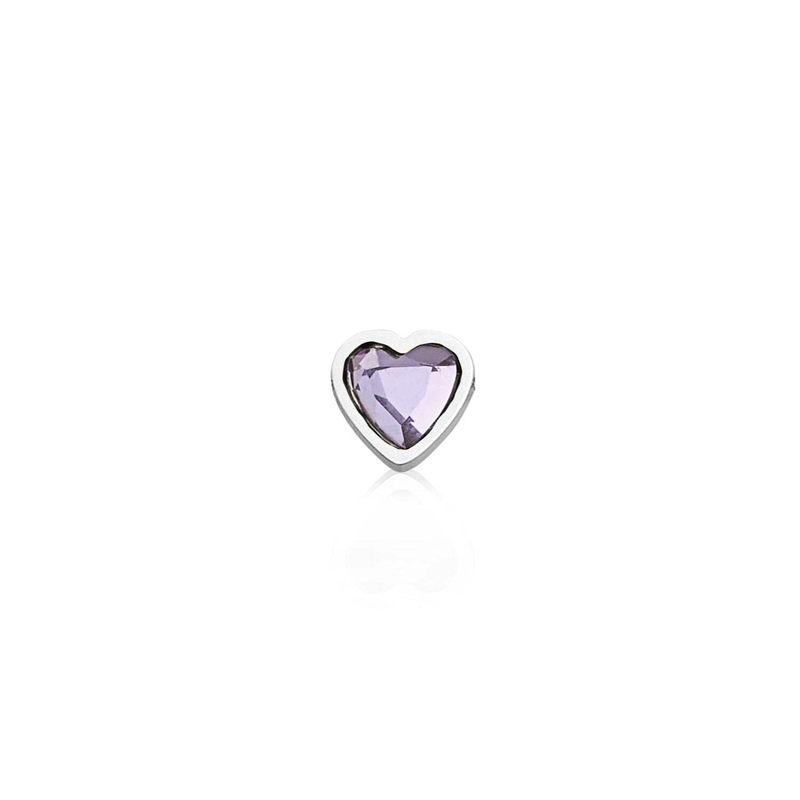 Mini Heart Birthstone Ring (Silver)