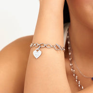 Heart Token Oval Bracelet (Silver) - old