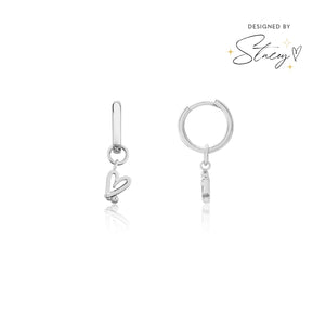 Stacey's Stories Doodle Heart Huggie Hoops (Silver)