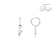 Stacey's Stories Doodle Heart Huggie Hoops (Silver)