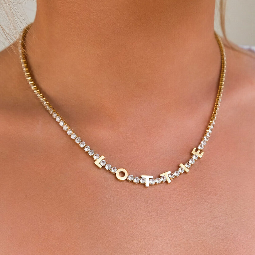 Custom Name Tennis Necklace (Gold)