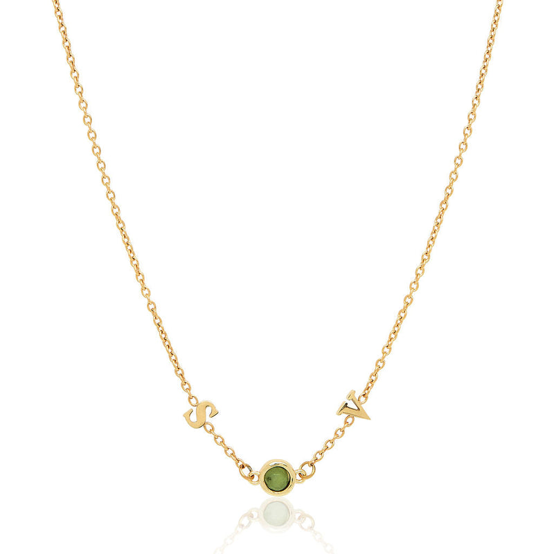 Initials & Birthstone Necklace (Gold) (Copy)