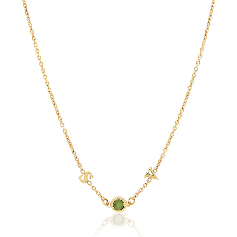Initials & Birthstone Necklace (Gold) (Copy)