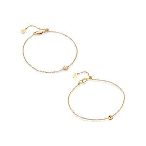 Initial & Pearl Bracelet Set (Gold)