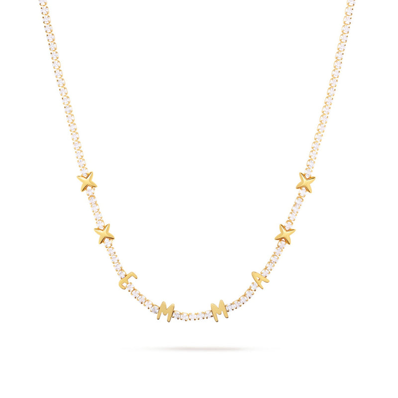Crystal Fixed Charm Necklace (Gold)