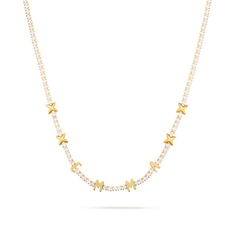 Crystal Fixed Charm Necklace (Gold)