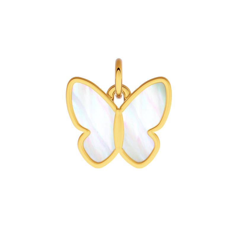 Made Mine Fine Charm - White Mother of Pearl Butterfly (Gold)
