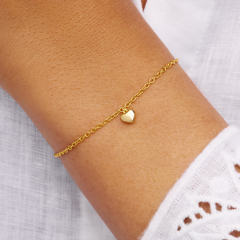 Fine Molten Heart Bracelet (Gold)