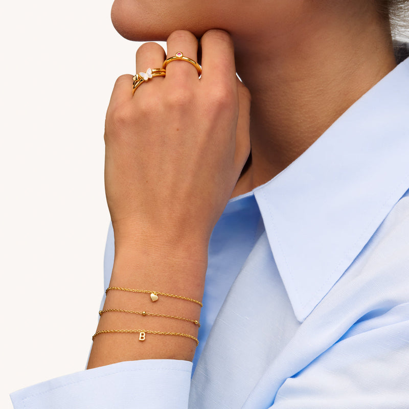 Fine Molten Heart Bracelet (Gold)