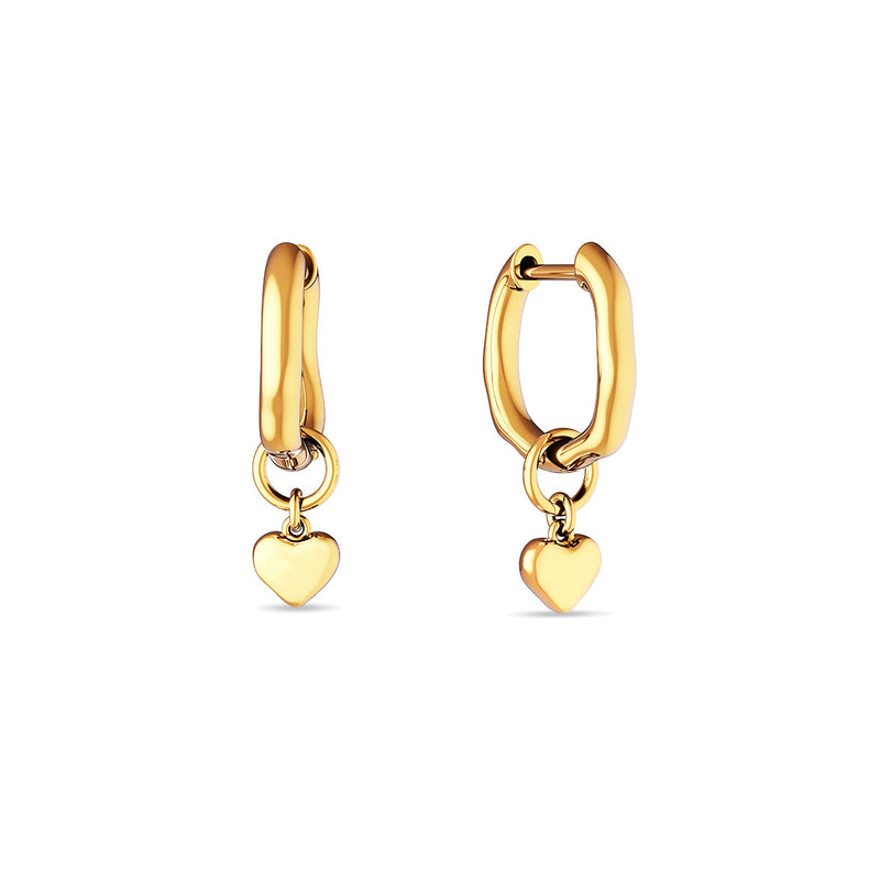 Fine Molten Heart Huggie Earrings (Gold)