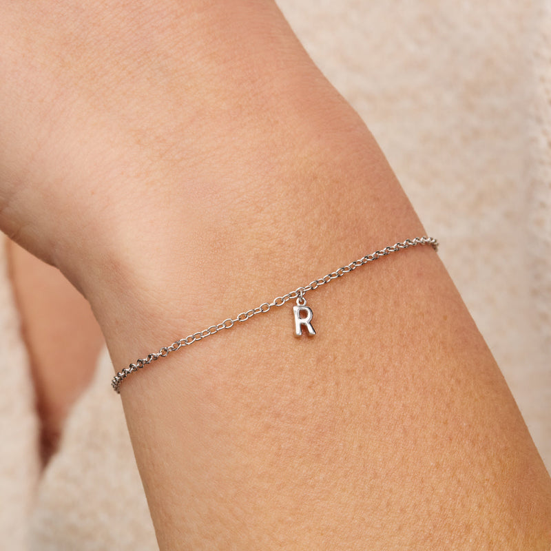 Fine Molten Initial Bracelet (Silver)