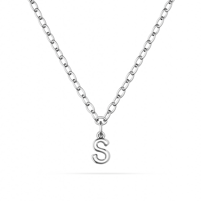 Fine Molten Initial Necklace (Silver)