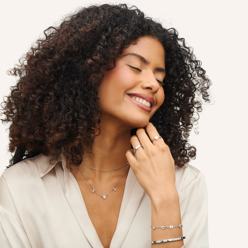 Made Mine Initials & Birthstone Necklace (Silver)