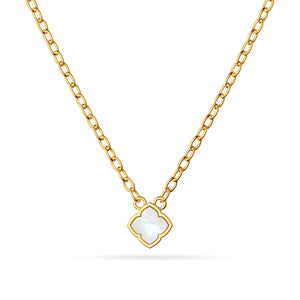 Mini Pearl Clover Necklace (Gold)