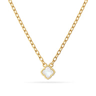 Mini Pearl Clover Necklace (Gold)