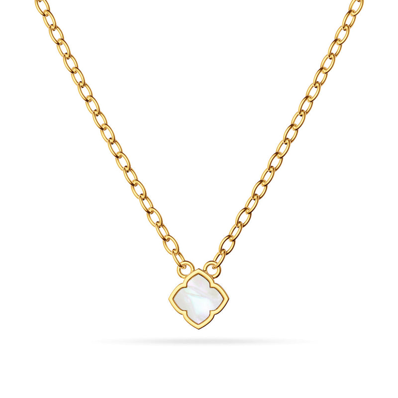 Mini Pearl Clover Necklace (Gold)