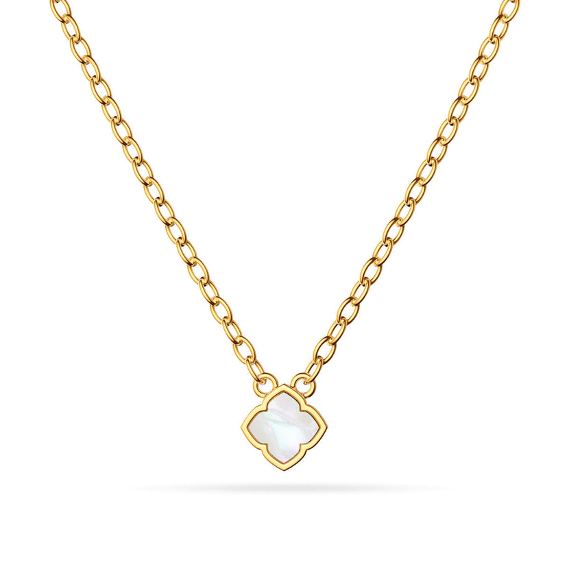 Mini Pearl Clover Necklace (Gold)