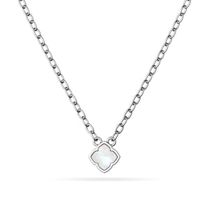 Mini Pearl Clover Necklace (Silver)