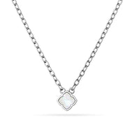Mini Pearl Clover Necklace (Silver)