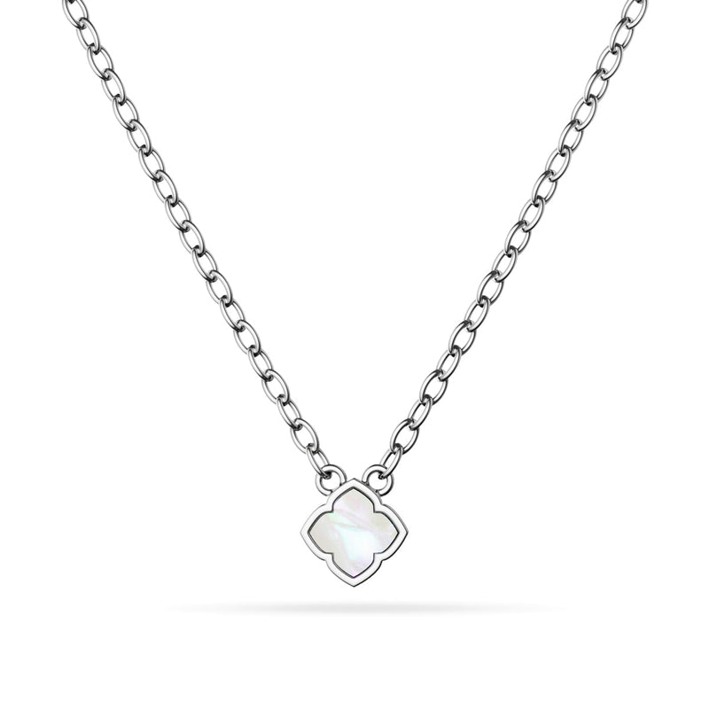 Mini Pearl Clover Necklace (Silver)
