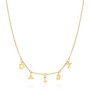 Mini Hanging Letter Name Necklace (Gold) (Copy)