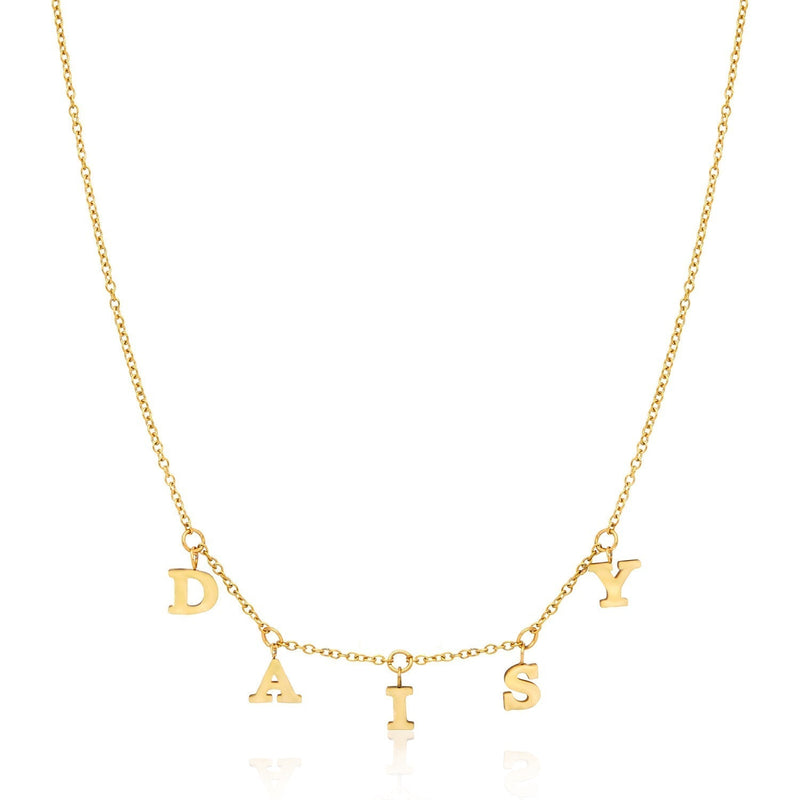 Mini Hanging Letter Name Necklace (Gold) (Copy)