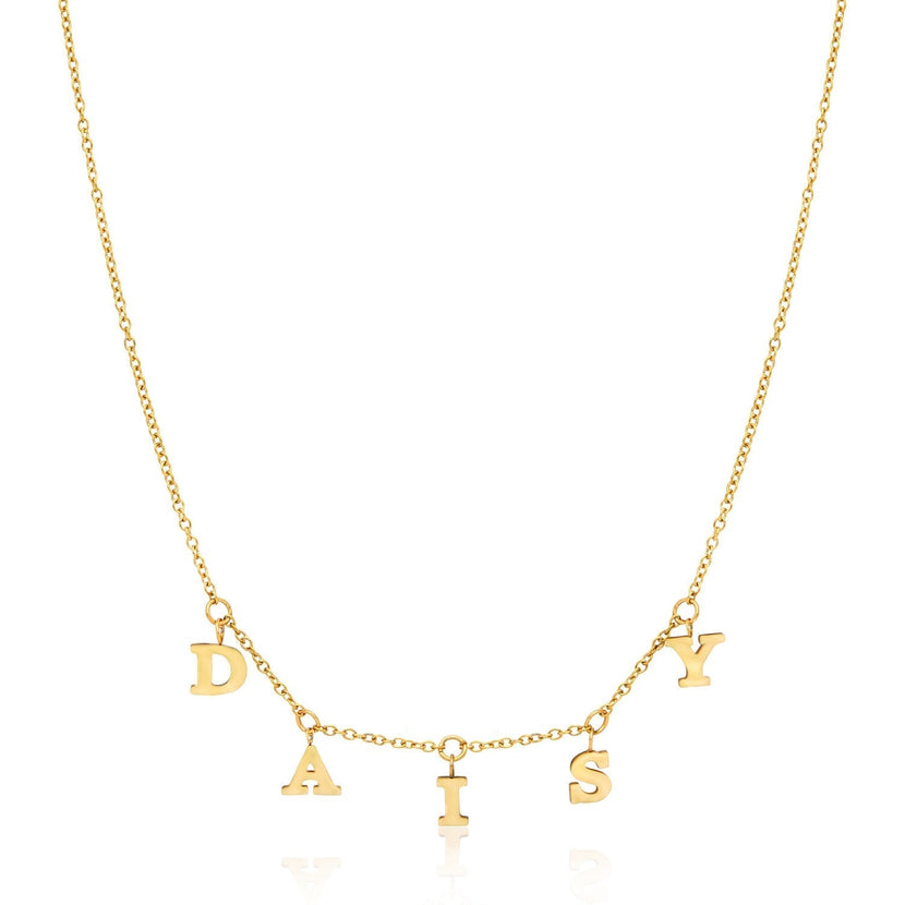 Mini Hanging Letter Name Necklace (Gold) (Copy)